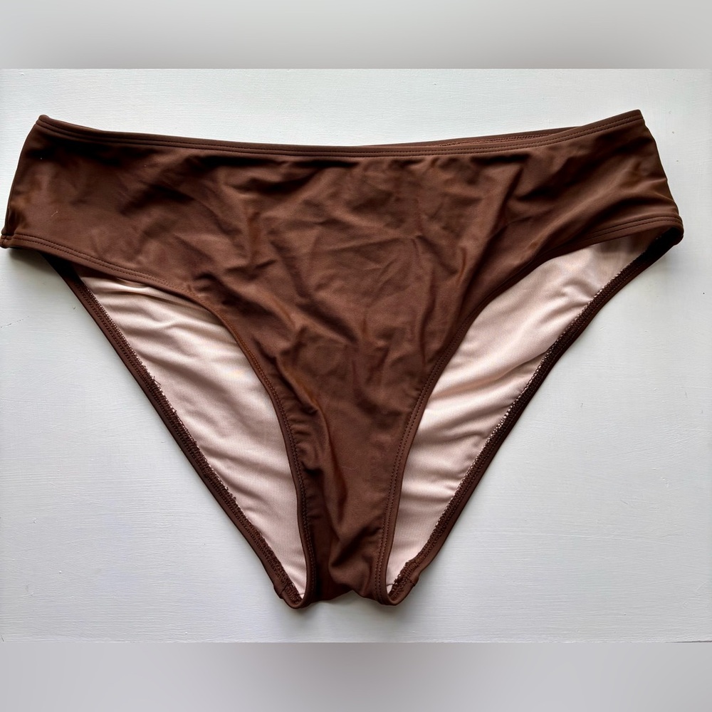 New Cupshe Large Brown Swim Bottom Bikini High Waisted